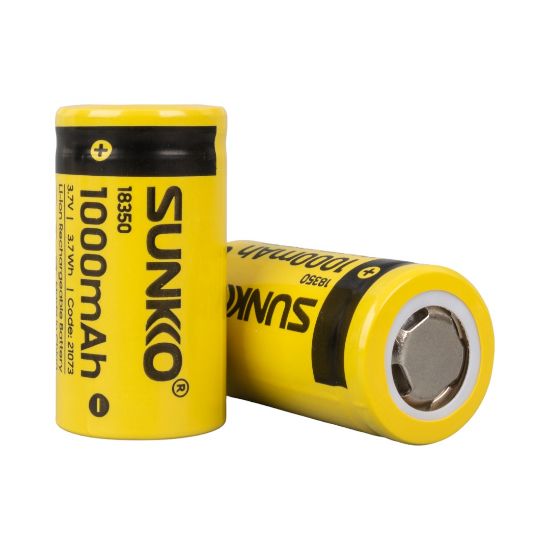 SUNKKO 3.7 VOLT 1000 MAH 18350 ŞARJ EDİLEBİLİR PİL (2Lİ PAKET) resmi