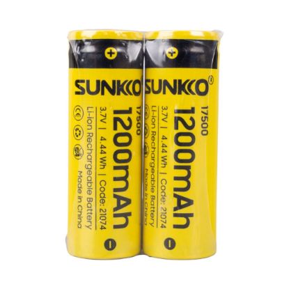 SUNKKO 3.7 VOLT 1200 MAH 17500 ŞARJ EDİLEBİLİR PİL (2Lİ PAKET) resmi