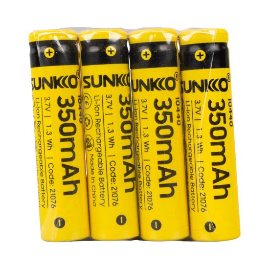 SUNKKO 3.7 VOLT 350 MAH 10440 ŞARJ EDİLEBİLİR PİL (4LÜ PAKET) resmi