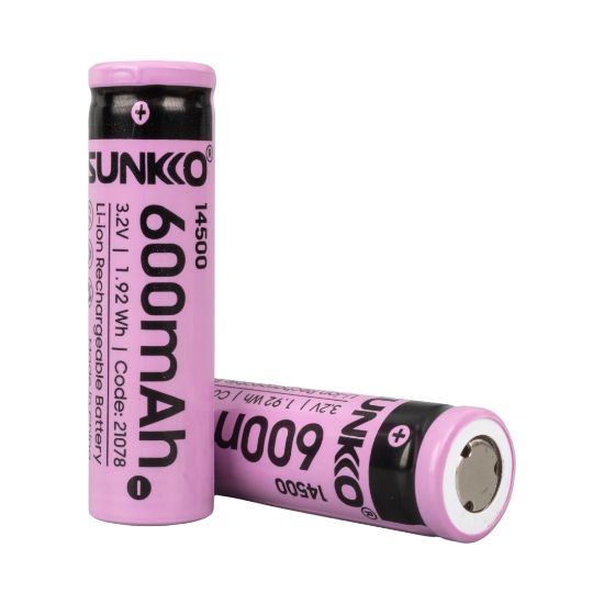 SUNKKO IFR 3.2 VOLT 600 MAH 14500 ŞARJ EDİLEBİLİR PİL (2Lİ PAKET) resmi