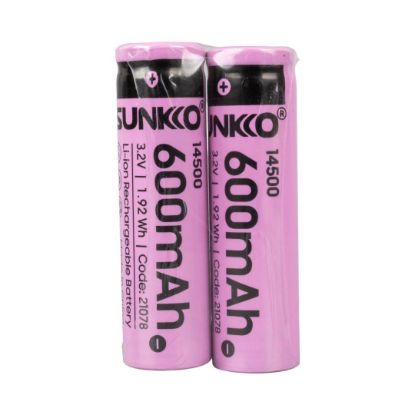 SUNKKO IFR 3.2 VOLT 600 MAH 14500 ŞARJ EDİLEBİLİR PİL (2Lİ PAKET) resmi