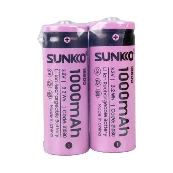 SUNKKO IFR 3.2 VOLT 1000 MAH 18500 ŞARJ EDİLEBİLİR PİL (2Lİ PAKET) resmi