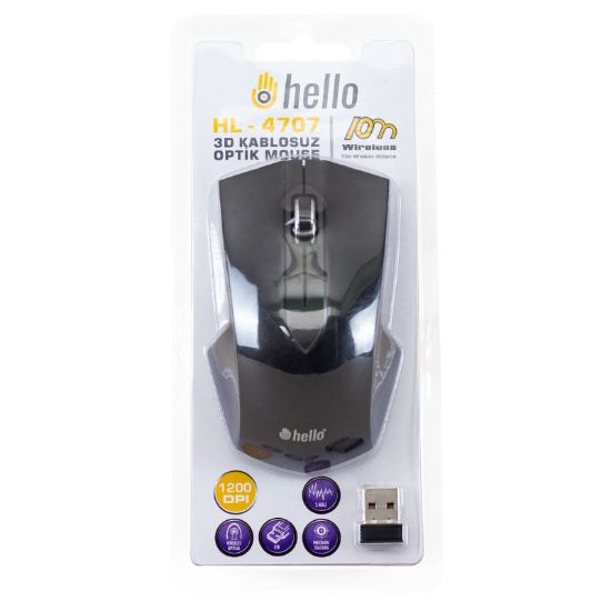 HELLO HL-4707 2.4GHZ 1200 DPI 3D KABLOSUZ OPTİK MOUSE resmi