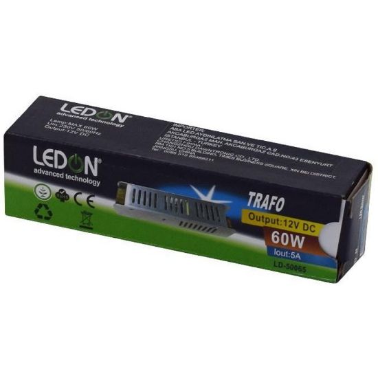 LEDON LD-50065 12 VOLT - 5 AMPER SLIM METAL KASA ADAPTÖR (158*40*30) resmi