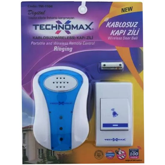 TECHNOMAX TM-1101 METALİK * TM-1104/1100/1102/1103  ÇOK FREKANSLI KABLOSUZ ZİL resmi