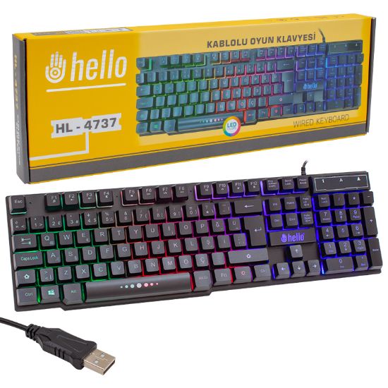 HELLO HL-4737 KABLOLU OYUNCU GAMING KLAVYE resmi