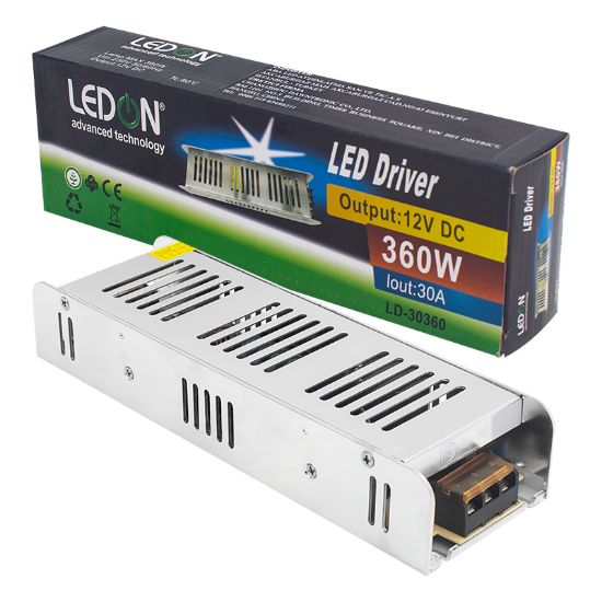 LEDON LD-30360S 12 VOLT - 30 AMPER - 360 WATT SLIM METAL KASA ADAPTÖR (225*68*40) resmi