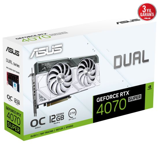 ASUS DUAL-RTX4070S-O12G-WHITE GDDR6X HDMI 3XDP DLSS3 192BİT  resmi