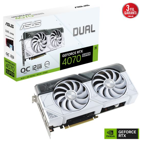 ASUS DUAL-RTX4070S-O12G-WHITE GDDR6X HDMI 3XDP DLSS3 192BİT  resmi