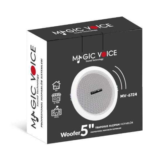 MAGICVOICE MV-6724 13 CM 6 WATT 8 OHM 5 BEYAZ TRAFOSUZ ALÇIPAN HOPARLÖR resmi