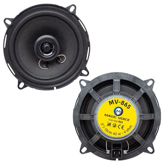 MAGICVOICE MV-865 13 CM 4 OHM 40 WATT PLASTİK KASA ORJİNAL SOKETLİ TWEETERLI OTO HOPARLÖR resmi