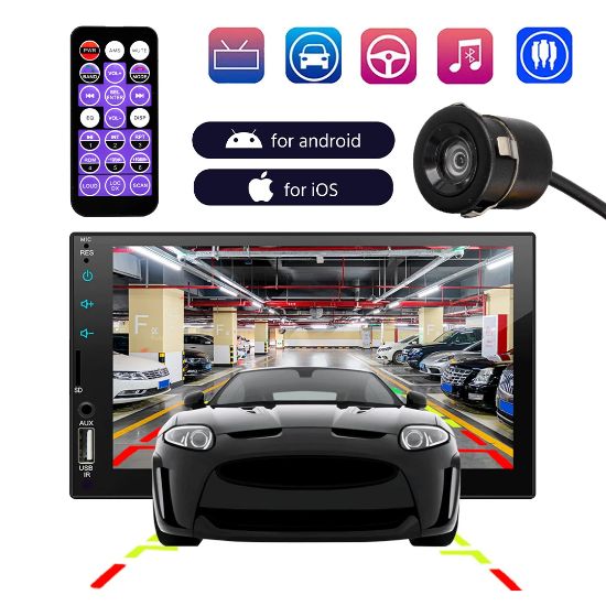 MAGICVOICE MV-24651 7 INCH CAR 2-DIN MP5 PLAYER CAR PLAY MEKANİKSİZ DOUBLE OTO TEYP resmi