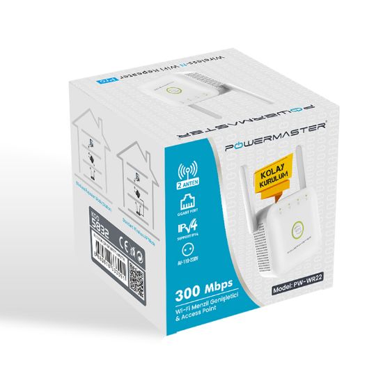 POWERMASTER PW-WR22 300 MBPS 2 ANTEN WIFI REPEATER+ACCESS POINT resmi