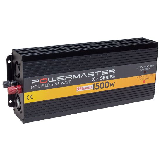 POWERMASTER PWR1500-12 TEK DİJİTAL EKRAN 12 VOLT - 1500 WATT MODIFIED SINUS WAVE INVERTER resmi