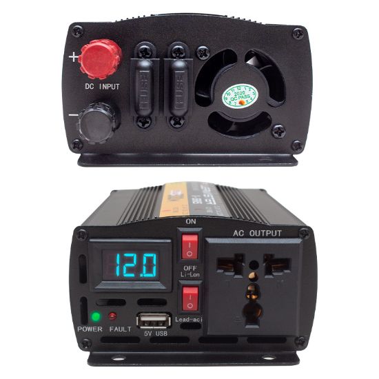 POWERMASTER PWR600-12 TEK DİJİTAL EKRAN 12 VOLT - 600 WATT MODIFIED SINUS WAVE INVERTER resmi