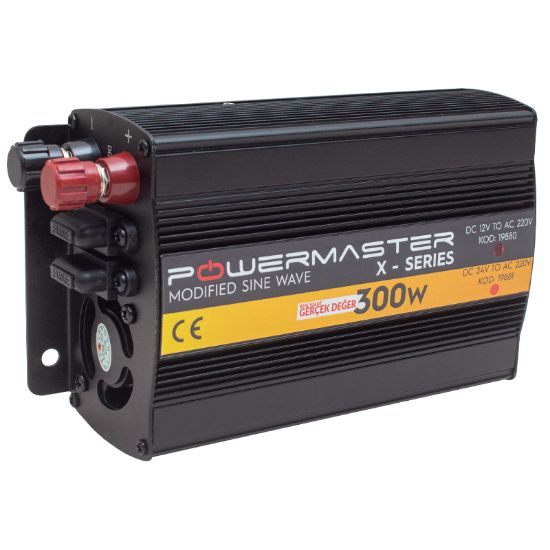 POWERMASTER PWR300-12 TEK DİJİTAL EKRAN 12 VOLT - 300 WATT MODIFIED SINUS WAVE INVERTER resmi