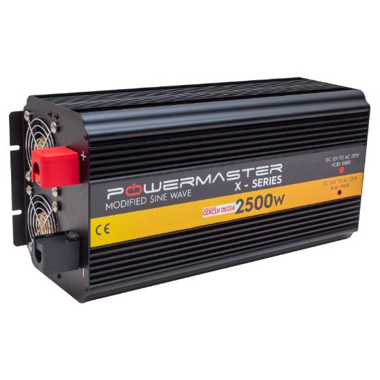 POWERMASTER PWR2500-24 ÇİFT DİJİTAL EKRAN 24 VOLT - 2500 WATT MODIFIED SINUS WAVE INVERTER resmi