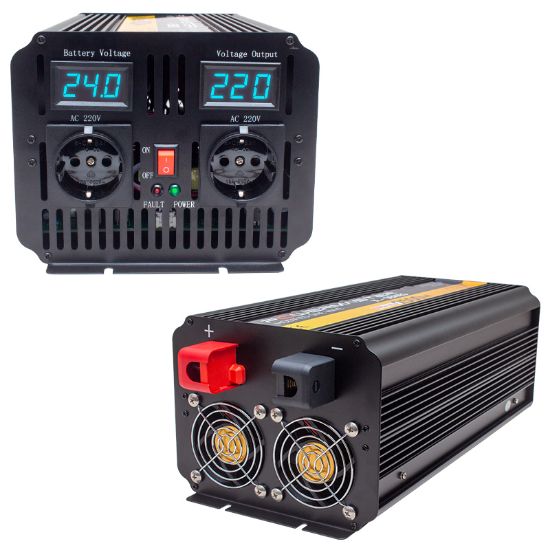 POWERMASTER PWR2500-24 ÇİFT DİJİTAL EKRAN 24 VOLT - 2500 WATT MODIFIED SINUS WAVE INVERTER resmi