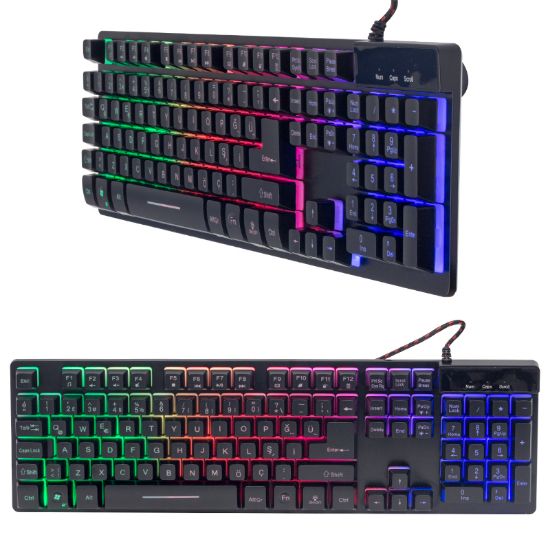 HELLO HL-18744 METAL KASA RGB IŞIKLI KABLOLU OYUNCU Q KLAVYE ZYG-800 resmi