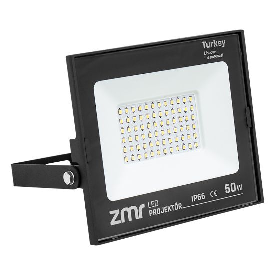 ZMR 50 WATT - 220 VOLT 6500K IP66 150* IŞIK AÇISI SİYAH SLİM KASA LED PROJEKTÖR resmi