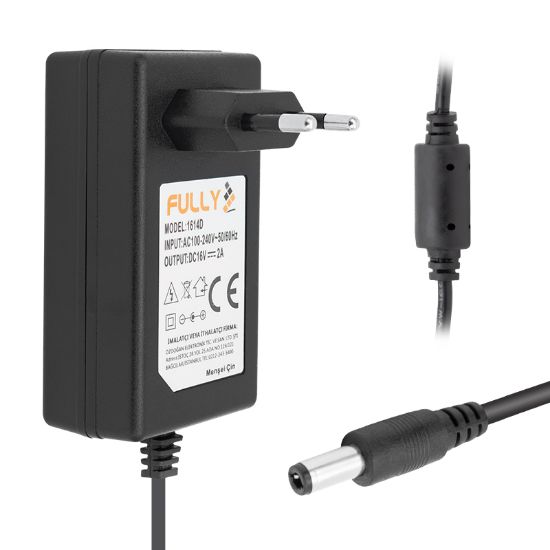 FULLY O-1614D 16 VOLT - 2 AMPER 5.5*2.5 UÇ POWER JACKLI SANTRAL ADAPTÖRÜ resmi