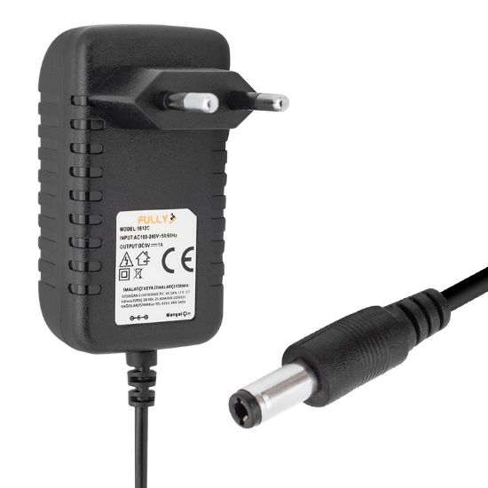 FULLY O-1612C 9 VOLT - 1 AMPER 5.5*2.5 UÇLU PRİZ TİPİ ADAPTÖR resmi