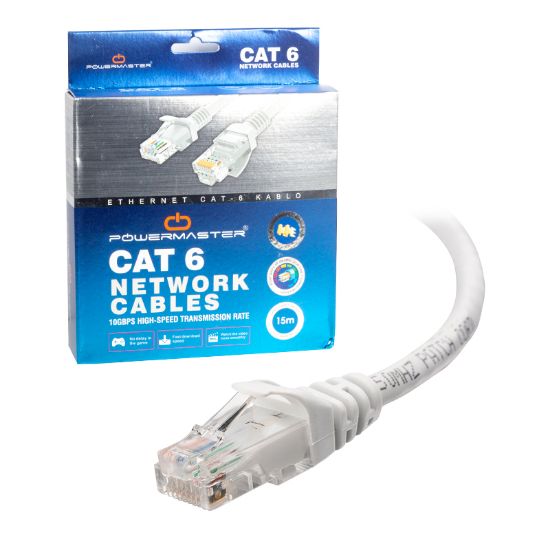 POWERMASTER 15 METRE ASKILI POŞETLİ GRİ CAT6 KABLO resmi