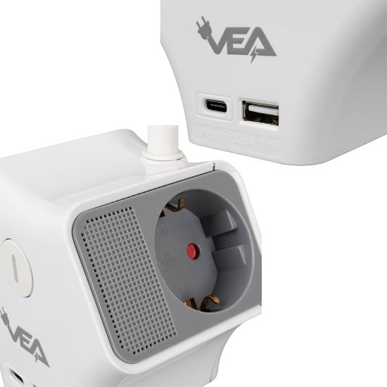 VEA VE-G903YC 3LÜ USB+ TYPE-C GİRİŞLİ ANAHTARLI 1.5 METRE GRUP PRİZ resmi