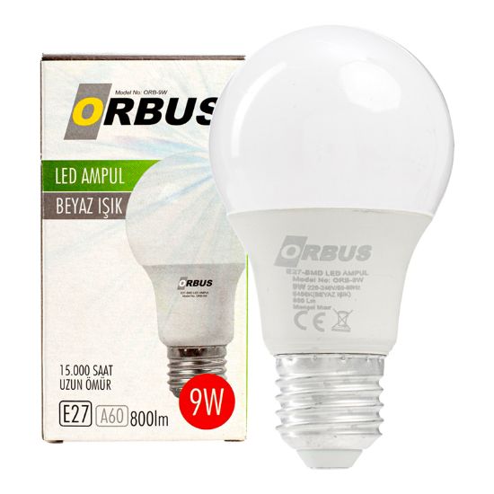 ORBUS ORB-9W E27 9 WATT 800 LÜMEN BEYAZ LED AMPÜL resmi