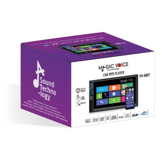 MAGICVOICE MV-6697 USB/SD/FM/AUX/MP5/BLUETOOTH 7 DOKUNMATİK MEKANİKSİZ DOUBLE OTO TEYP resmi