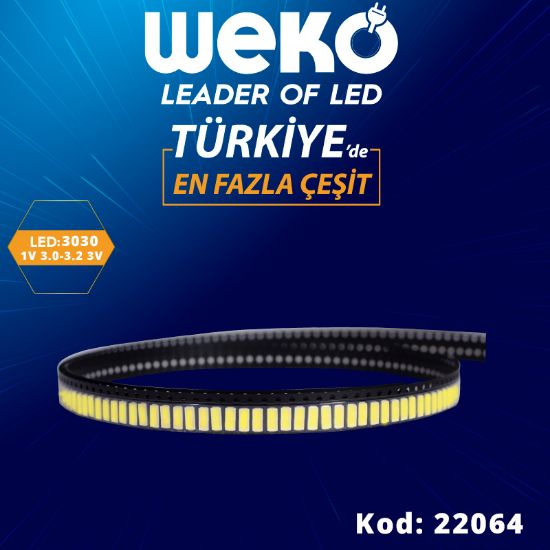 LEDBAR LEDLERİ 1V 3.0-3.2 3030SMD 10000-15000  (BÜYÜK ARTI KÜÇÜK EKSİ) 3V resmi