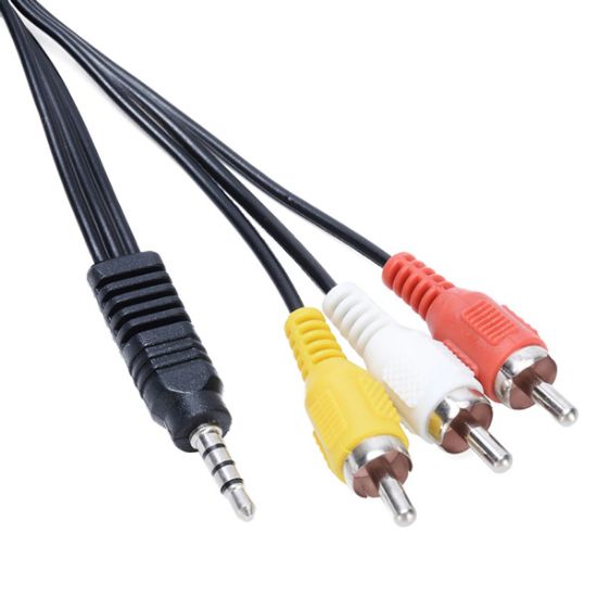 3.5 MM STEREO ERKEK / 3 RCA KABLO 1.2 METRE KISA JACK MODEL UYDU ALICISI AV KABLO resmi