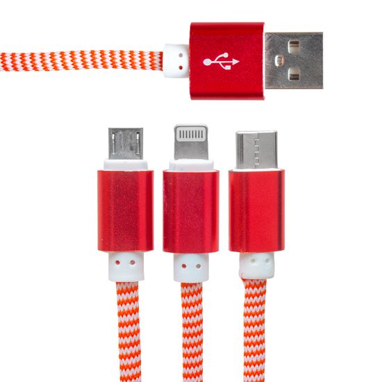 POWERMASTER MICRO USB/TYPE-C/LIGHTNING 2.1 AMPER METAL 1.2 METRE ŞARJ VE DATA KABLOSU resmi