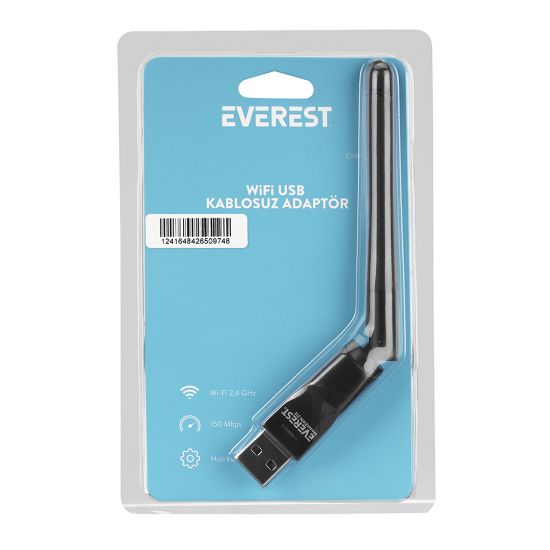 EVEREST EWN-212 150MBPS 2.4GHZ 2DBI MT7601 İŞLEMCİ WIFI USB KABLOSUZ ADAPTÖR (IPTV UYDU ALICI UYUMLU) resmi