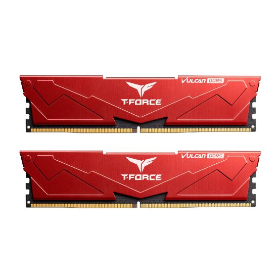 Team T-Force Vulcan Red 32GB(2X16GB) 5200Mhz DDR5 Gaming Ram CL40 (FLRD532G5200HC40CDC01) resmi