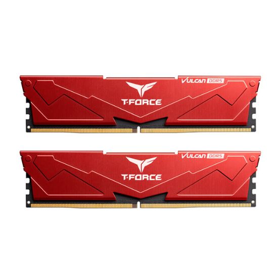 Team T-Force Vulcan Red 32GB(2X16GB) 5600Mhz DDR5 Gaming Ram CL32 (FLRD532G5600HC32DC01) resmi