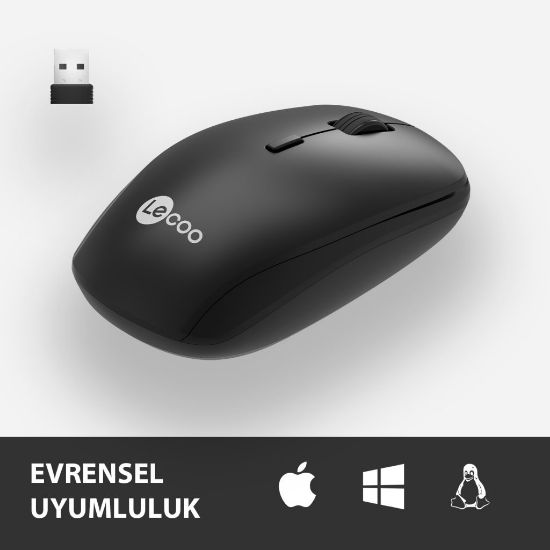 LENOVO LECOO WS203 KABLOSUZ 2400DPI 4 TUSLU OPTİK MOUSE SİYAH resmi
