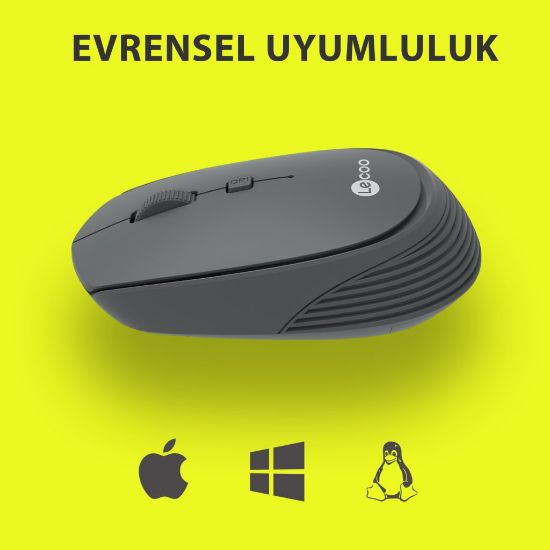 LENOVO LECOO WS202-G GRİ USB KABLOSUZ MOUSE resmi