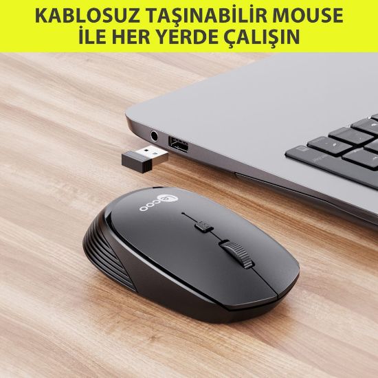 LENOVO LECOO WS202-G GRİ USB KABLOSUZ MOUSE resmi