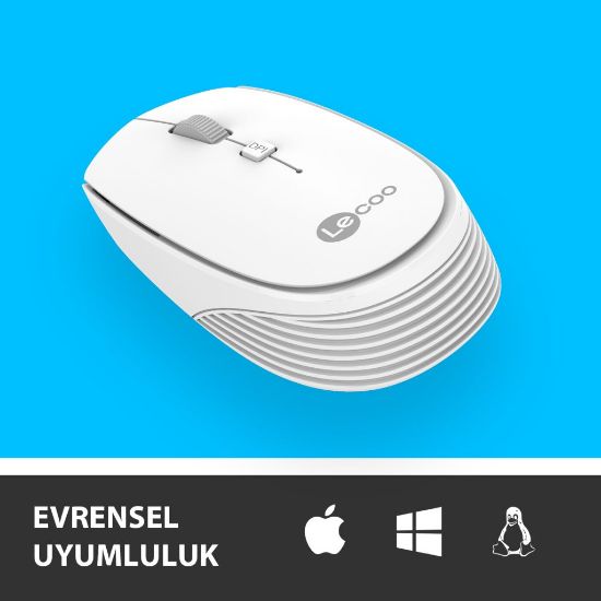 LENOVO LECOO WS202 BEYAZ USB KABLOSUZ MOUSE resmi