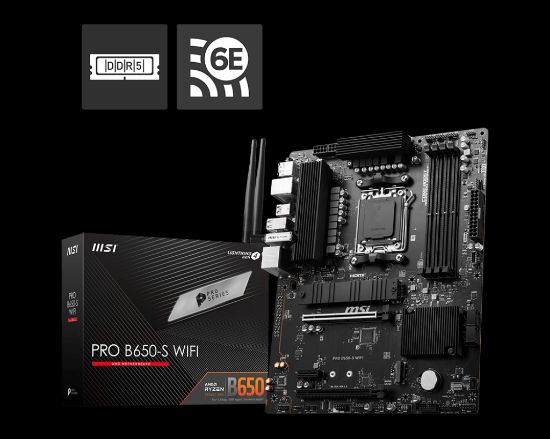 MSI PRO B650-S WIFI DDR5 7200(OC)MHz HDMI DP M.2 ATX AM5  resmi