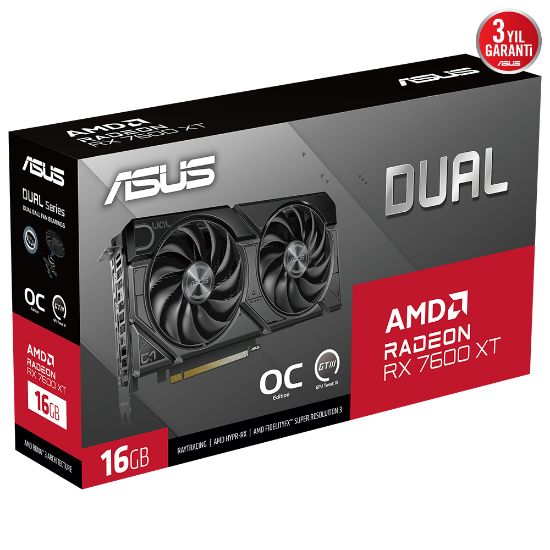 ASUS DUAL-RX7600XT-O16G 16GB GDDR6 HDMI DP 128BİT resmi