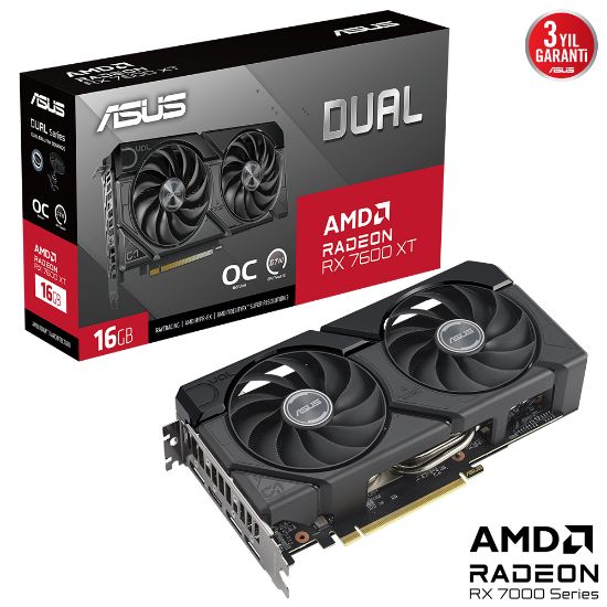 ASUS DUAL-RX7600XT-O16G 16GB GDDR6 HDMI DP 128BİT resmi