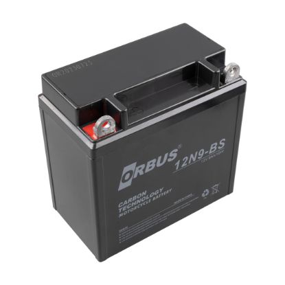 ORBUS 12N9-BS 12 V 9 AH ASİT İÇİNDE KARBON MOTOSİKLET AKÜSÜ  (135MMX130MMX75MM) resmi