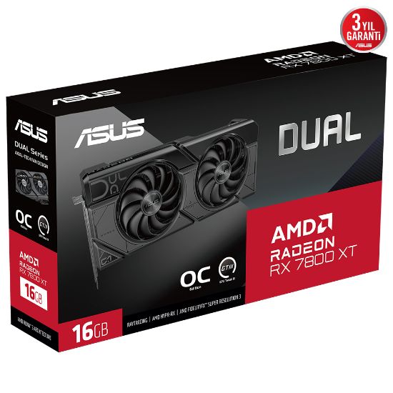 ASUS DUAL-RX7800XT-O16G RX 7800 XT 16GB GDDR6 HDMI 3XDP 256BİT resmi