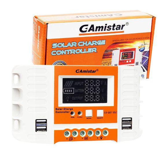 AMİSTAR GFK-1012 12 VOLT - 24 VOLT - 10 AMPER 4 USBLİ DİJİTAL OTOMATİK SOLAR ŞARJ REGÜLATÖRÜ resmi