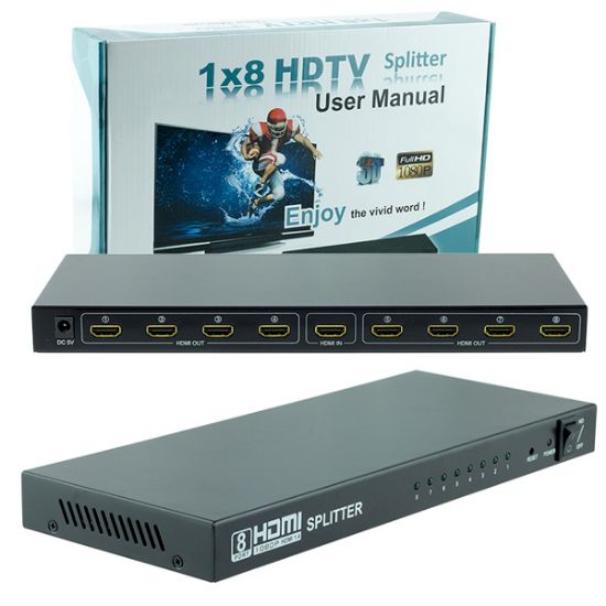 POWERMASTER PM-14218 1.4V 1080P 8 PORT HDMI SPLITTER DAĞITICI resmi