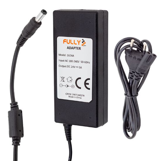 FULLY O-1624A 24 VOLT - 3 AMPER 5.5*2.5 UÇLU PLASTİK KASA MASAÜSTÜ ADAPTÖR resmi