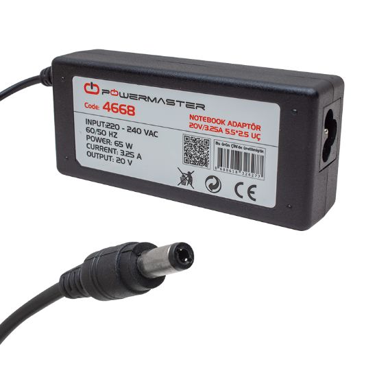 POWERMASTER 20 VOLT - 3.25 AMPER 5.5*2.5 AMPER IBM NOTEBOOK ADAPTÖR resmi
