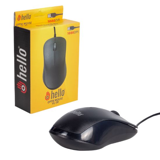 HELLO HL-38 1000 DPI SİYAH KABLOLU OPTİK MOUSE resmi